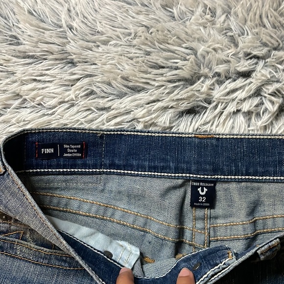 Men’s True Religion Jeans Finn Slim Tapered Frayed Ankle Zip size 32 - Picture 7 of 16